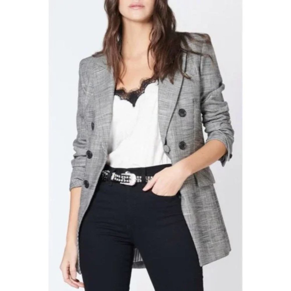 Veronica Beard Fortuna Grey Plaid Check Dickey Jacket Blazer - Size 8 - Picture 3 of 14